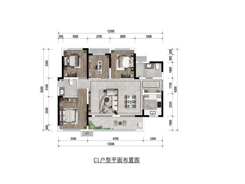 C1户型图-113㎡