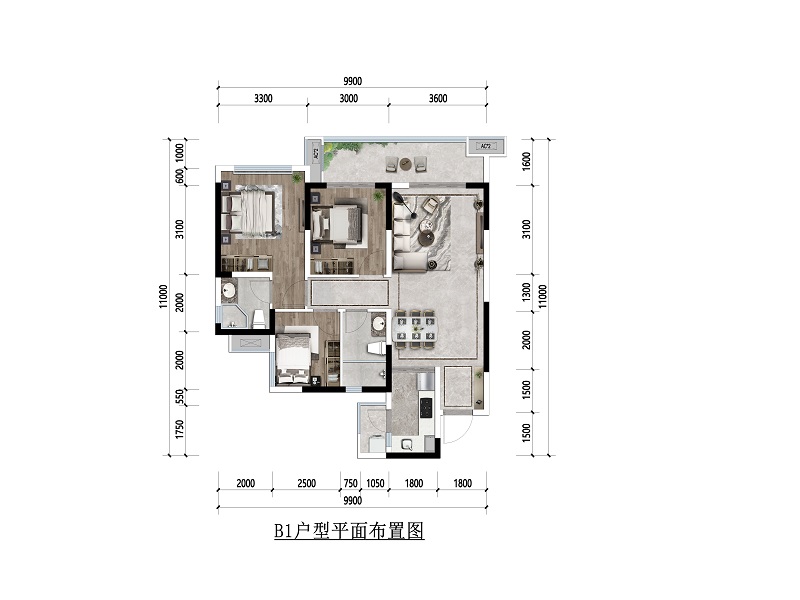B1户型图-93㎡