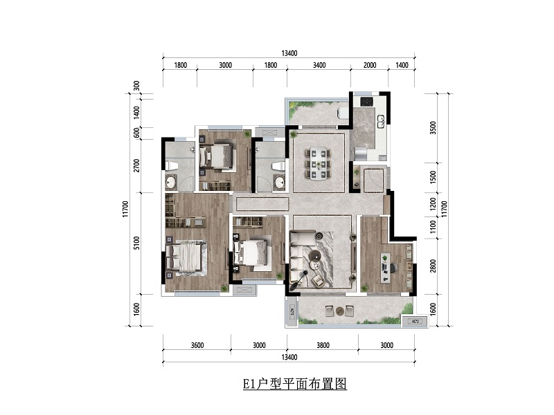 E1户型图-125㎡